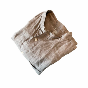 Muji 100% Linen Gray Button-Up Shirt Size Medium
